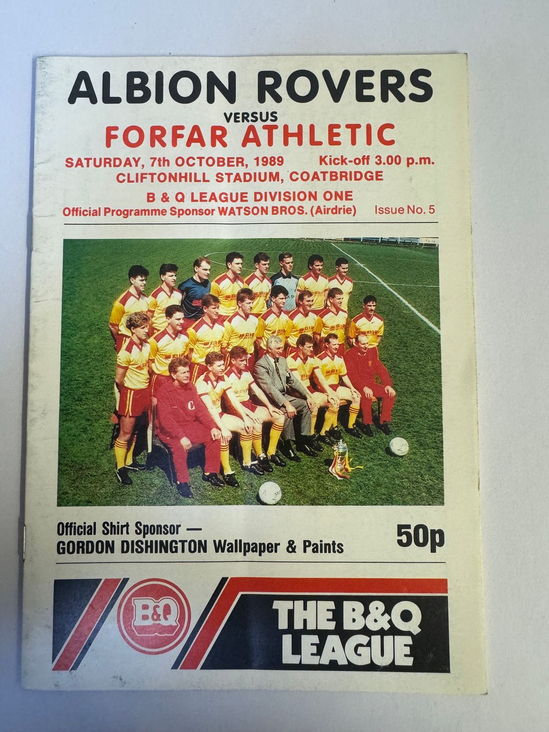 Albion Rovers v Forfar -7/10/89