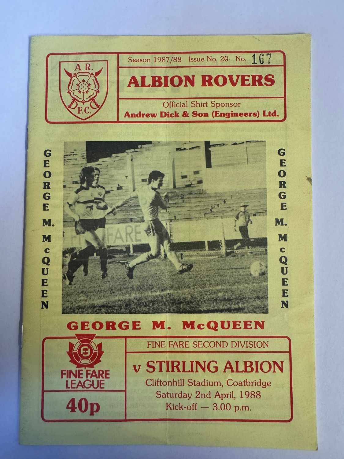 Albion Rovers v Stirling Albion - 2/4/88