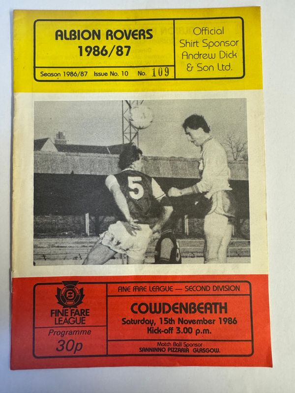 Albion Rovers v Cowdenbeath - 15/11/86