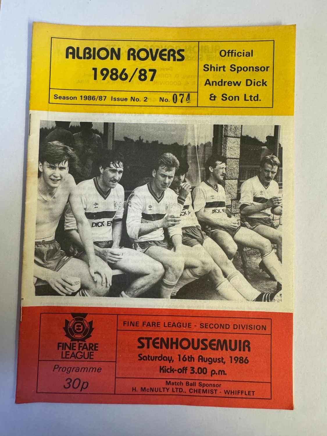 Albion Rovers v Stenhousemuir - 16/8/86