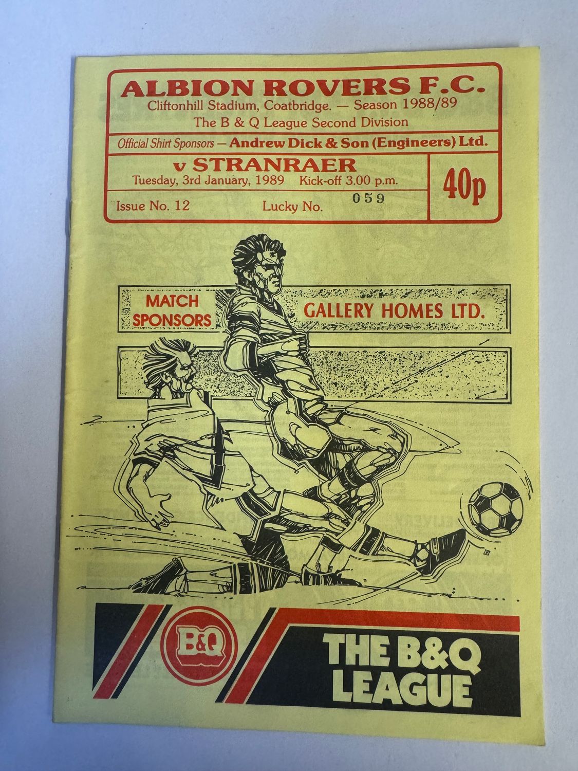 Albion Rovers v Stranraer - 3/1/89