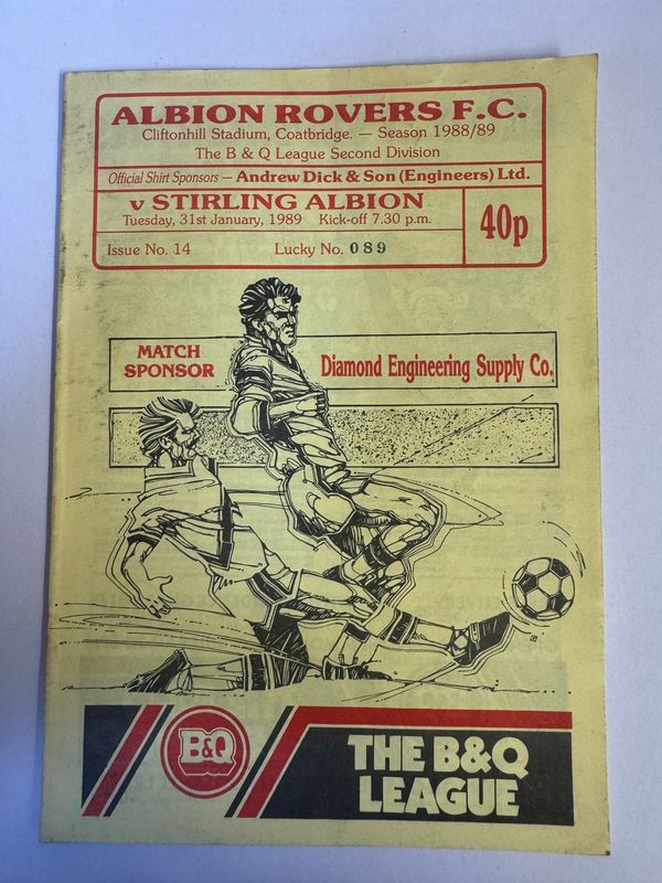 Albion Rovers v Stirling Albion - 31/1/89