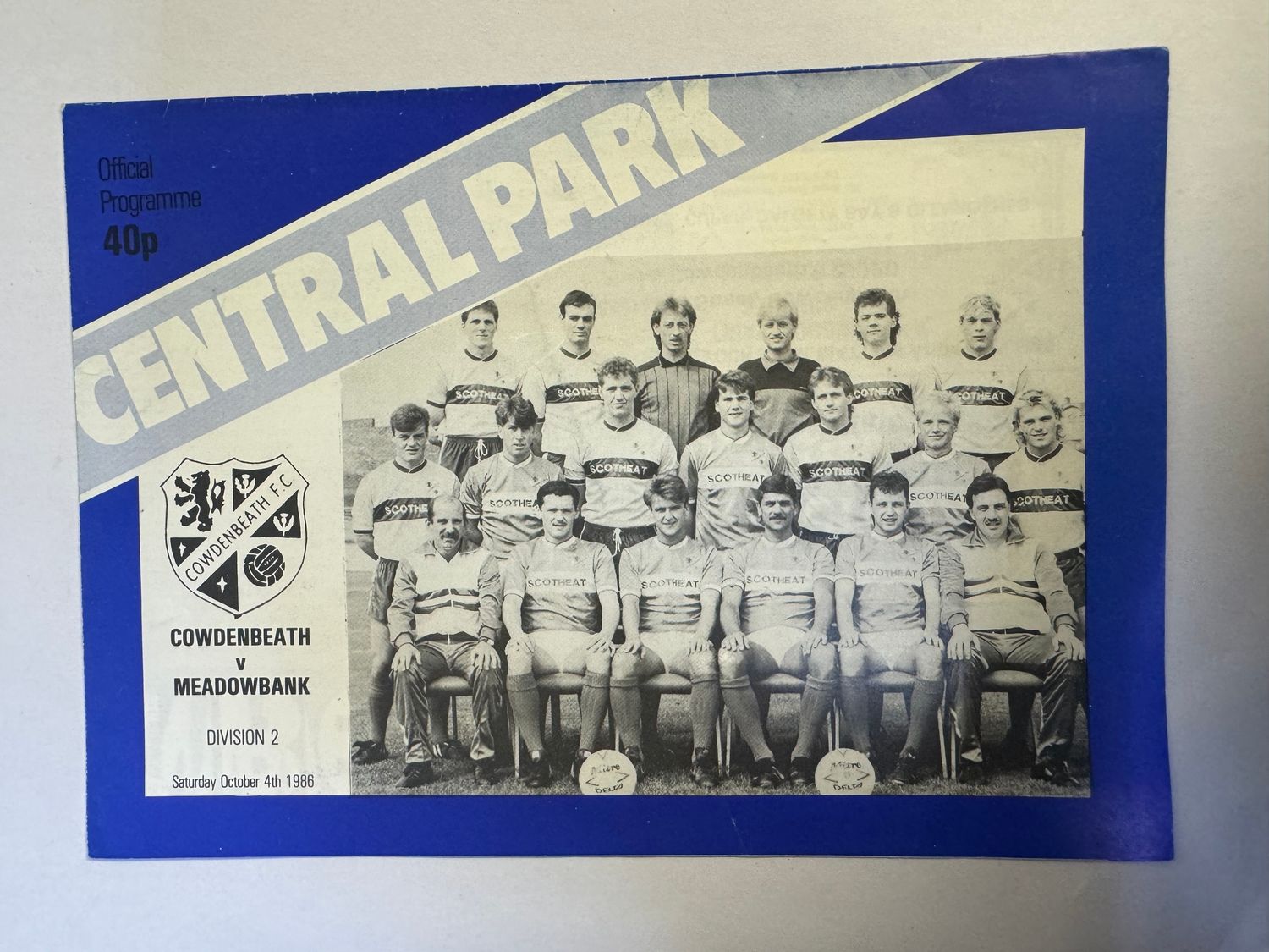 Cowdenbeath v Meadowbank - 4/10/86