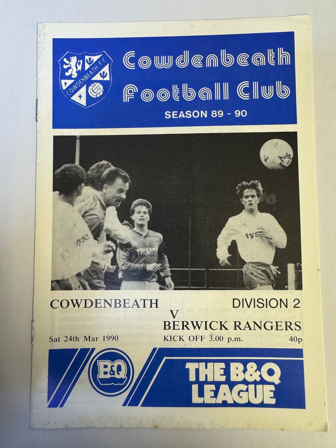 Cowdenbeath v Berwick Rangers - 24/3/90