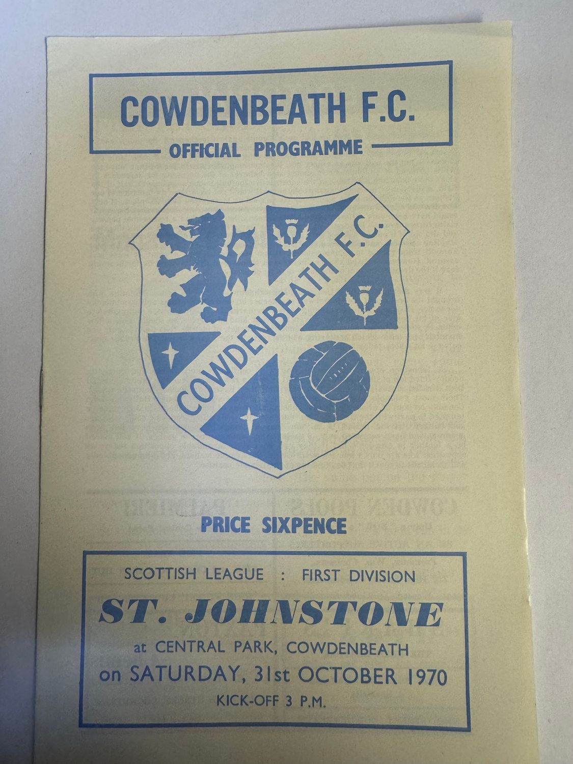 Cowdenbeath v St.Johnstone - 31/10/70