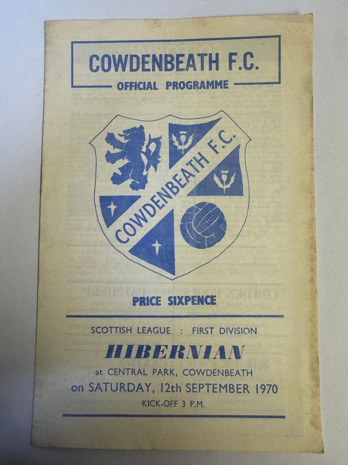 Cowdenbeath v Hibernian - 12/9/70