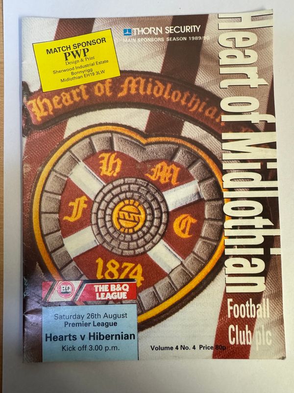 Hearts v Hibernian - 26/8/89