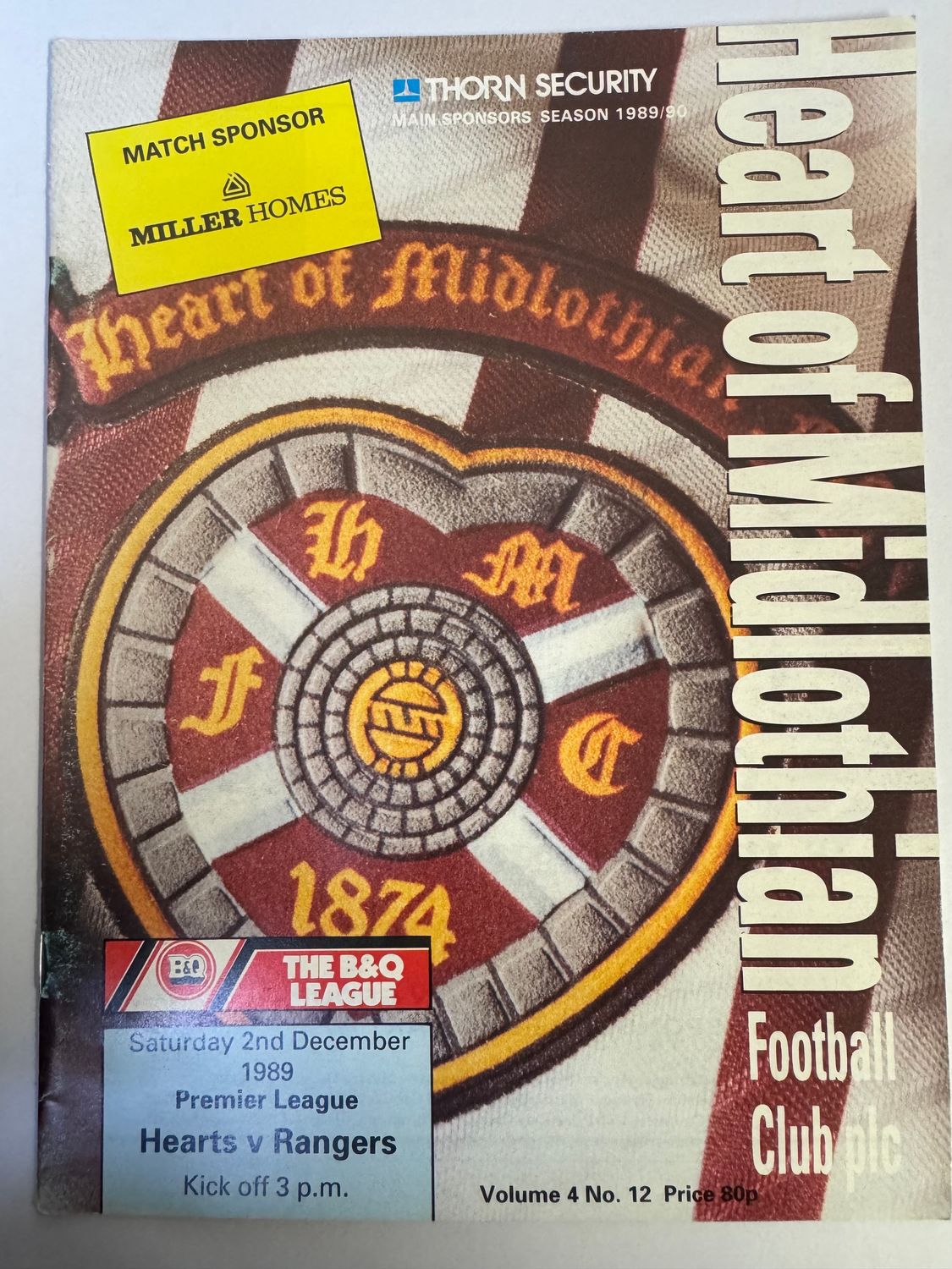 Hearts v Rangers - 2/12/89