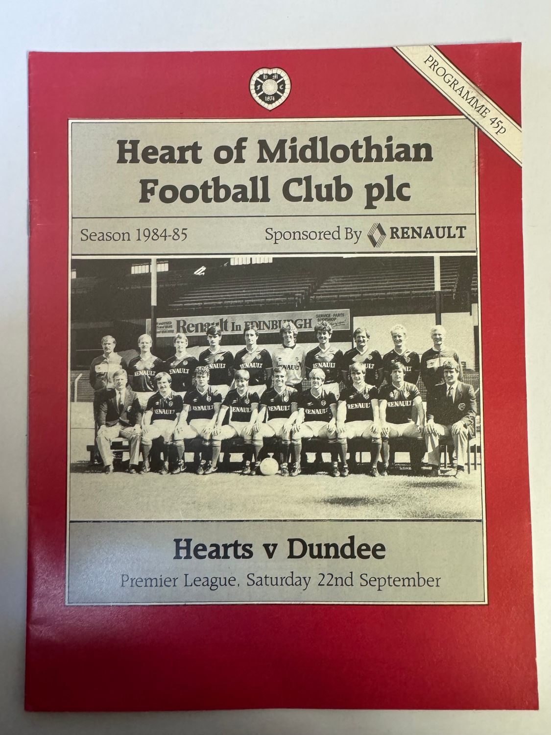 Hearts v Dundee - 22/9/84