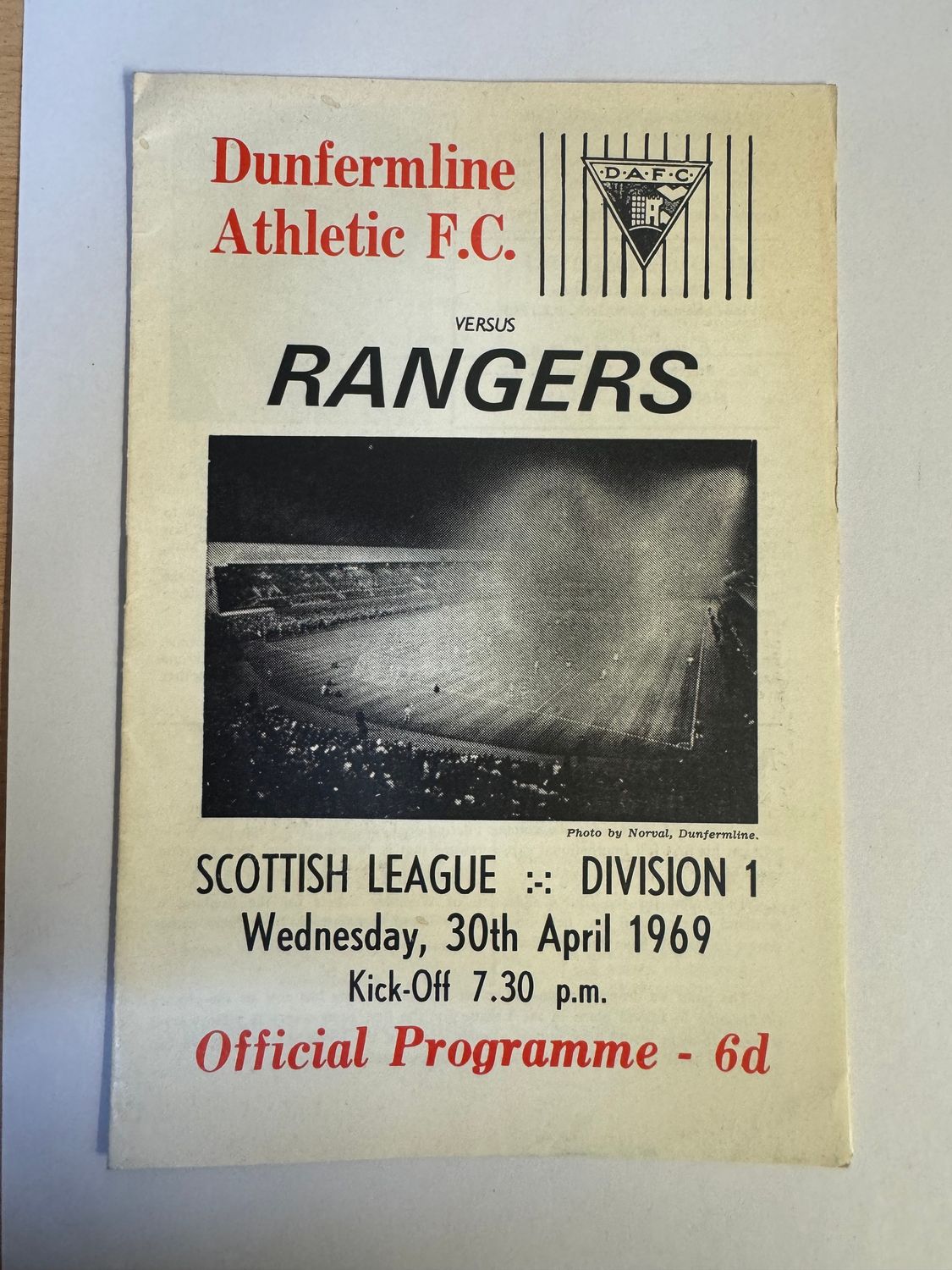 Dunfermline v Rangers - 30/4/69