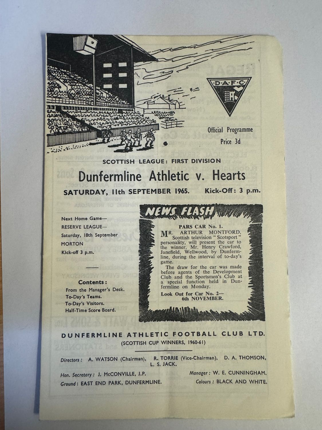 Dunfermline v Hearts - 11/9/65