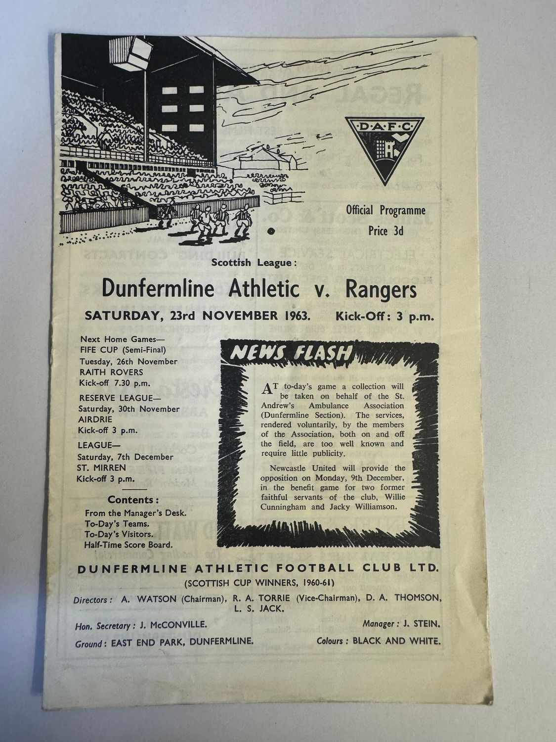 Dunfermline v Rangers - 23/11/63