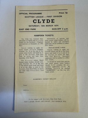 Dunfermline v Clyde - 16/3/74
