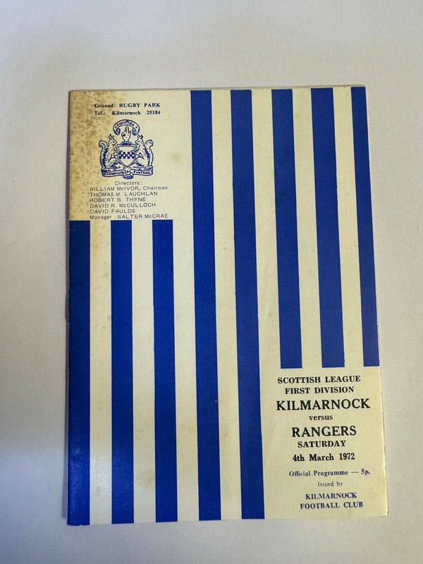 Kilmarnock v Rangers - 4/3/72