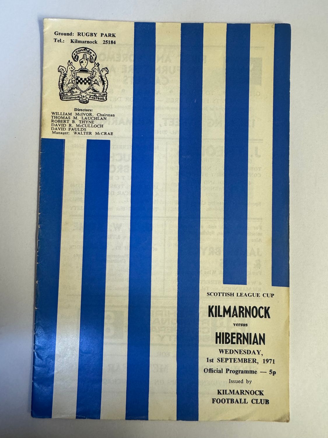 Kilmarnock v Hibernian - 1/9/71