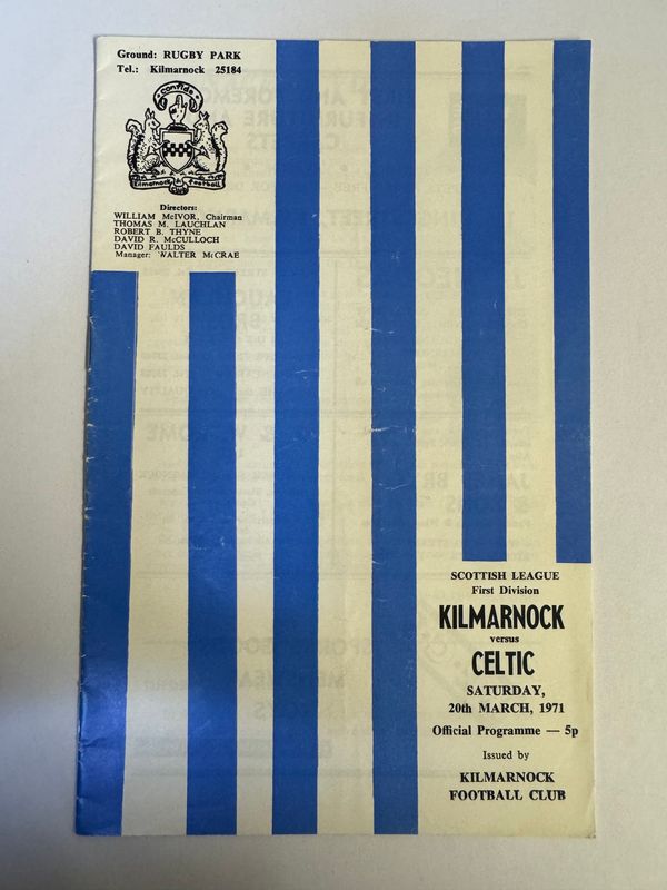 Kilmarnock v Celtic - 20/3/71