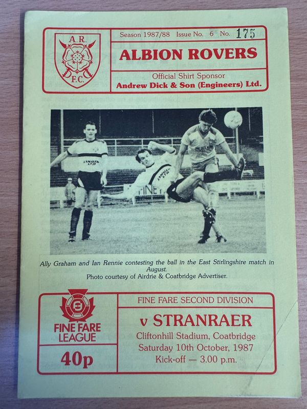 Albion Rovers v Stranraer - 10/10/87