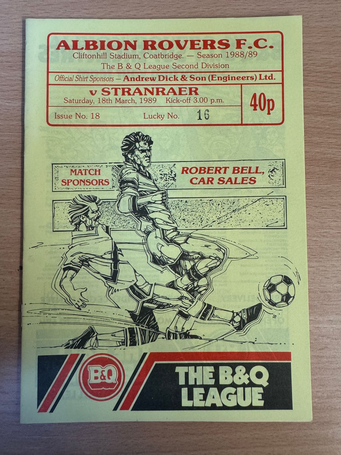 Albion Rovers v Stranraer - 18/3/89