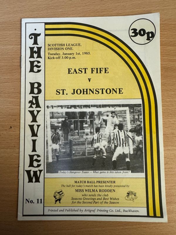 East Fife v St Johnstone - 1/1/85