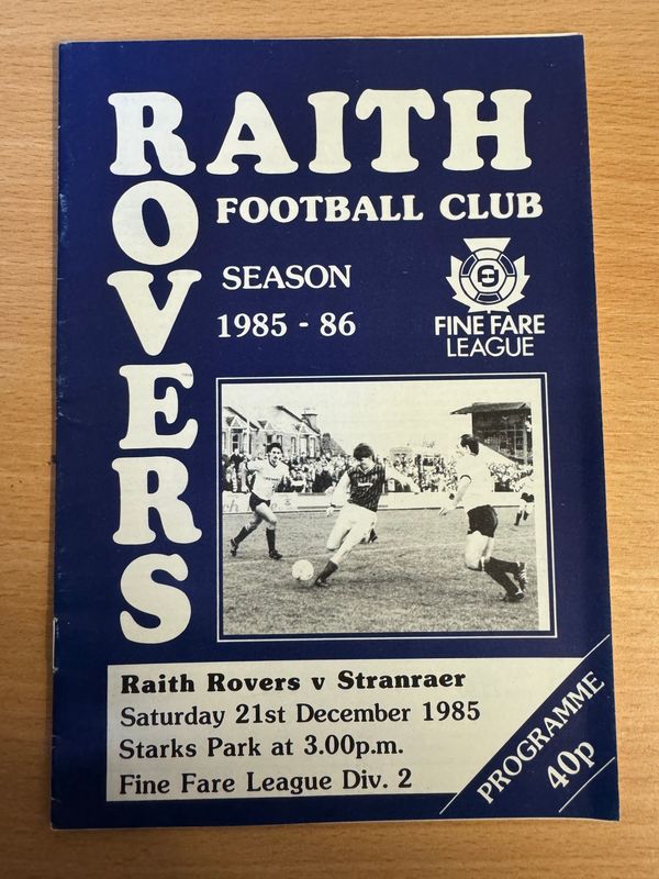 Raith Rovers v Stranraer - 21/12/85