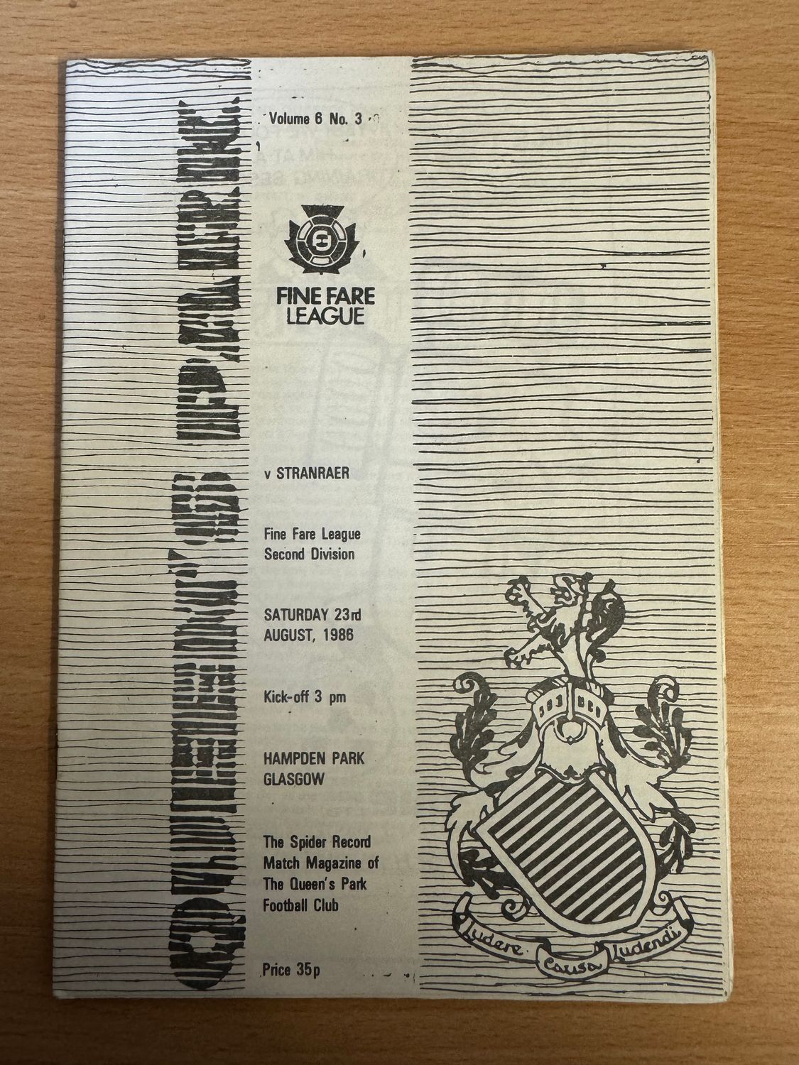 Queens Park v Stranraer - 23/8/86