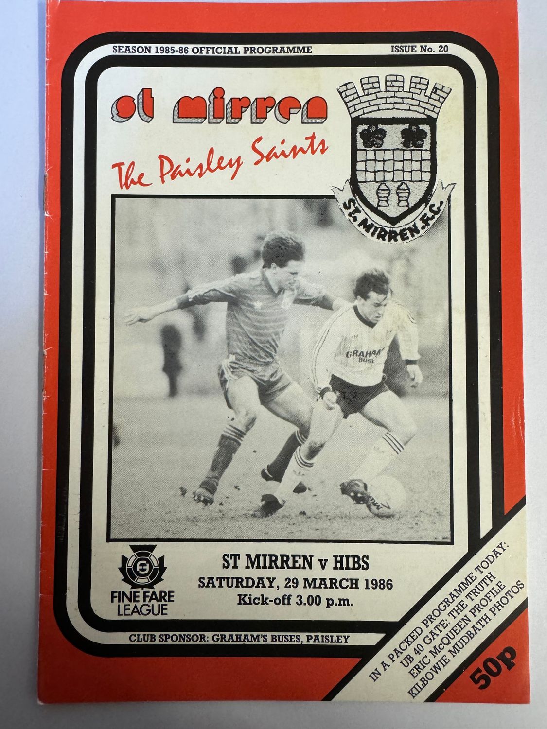 St Mirren v Hibernian - 29/3/86