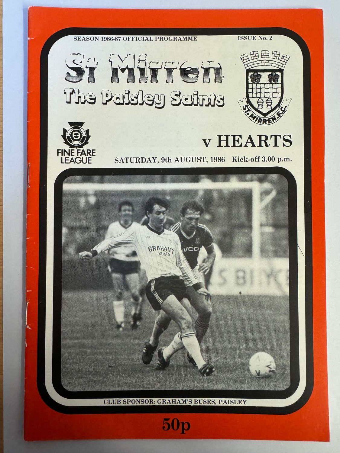 St Mirren v Hearts - 9/8/86
