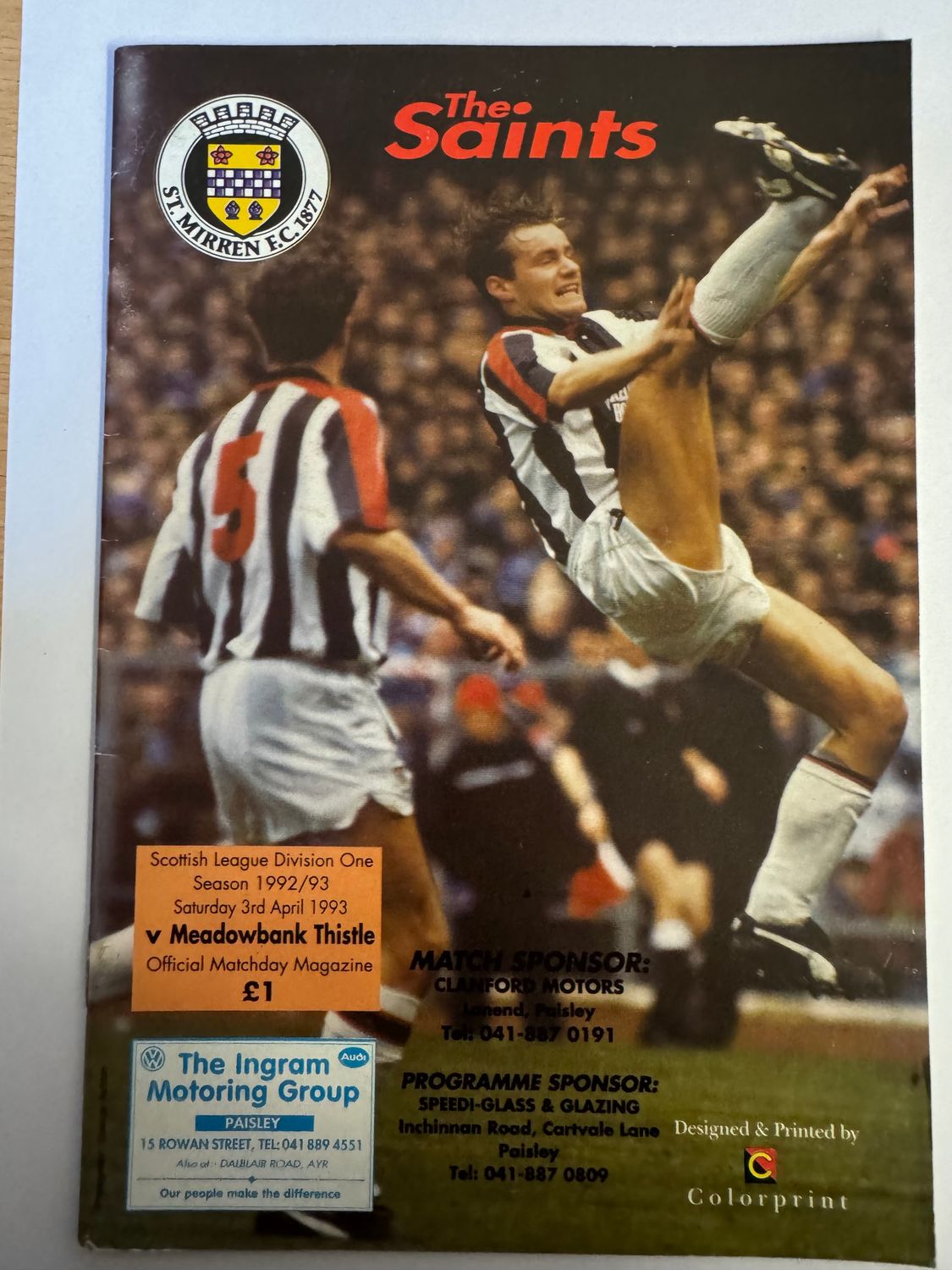 St Mirren v Meadowbank - 3/4/93
