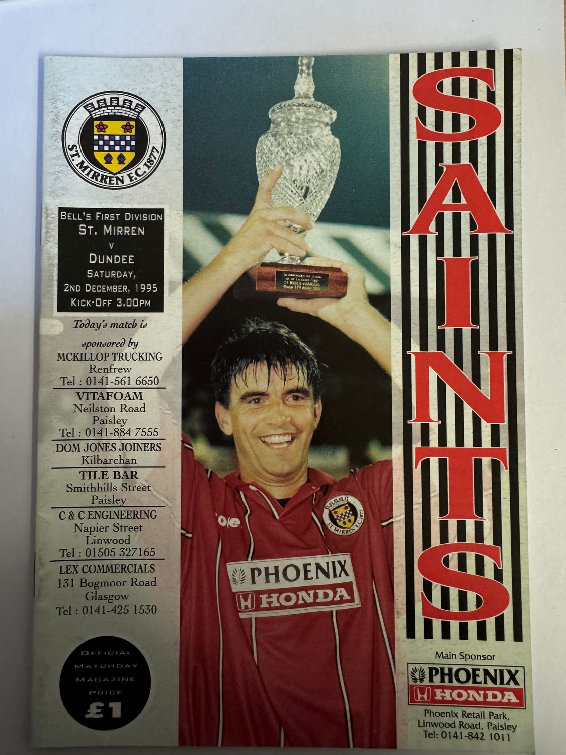 St Mirren v Dumbarton - 3/2/96