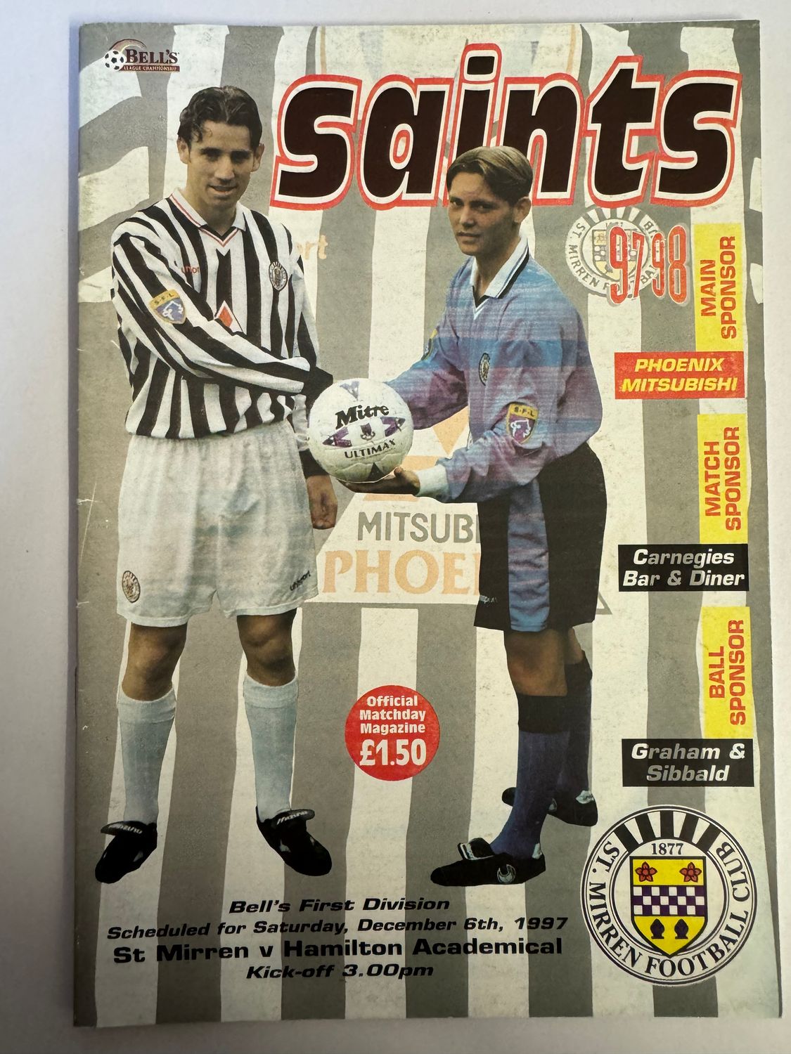 St Mirren v Hamilton - 6/12/97