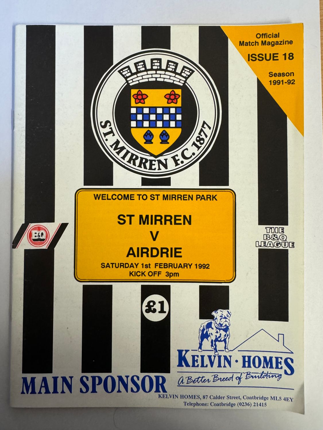 St Mirren v Airdrie - 1/2/92
