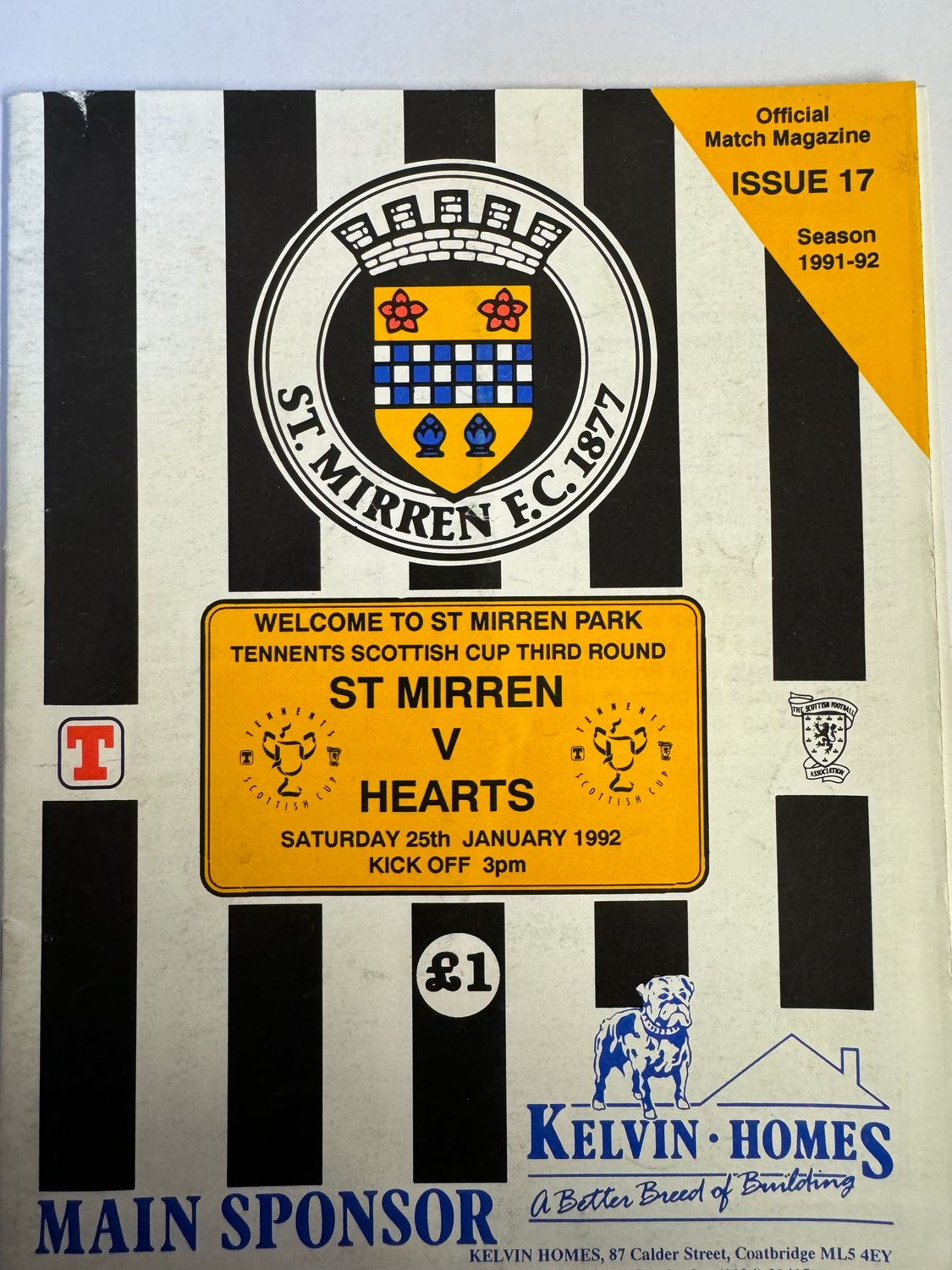 St Mirren v Hearts - 25/1/92