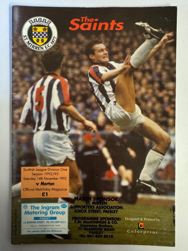 St Mirren v Morton - 14/11/92