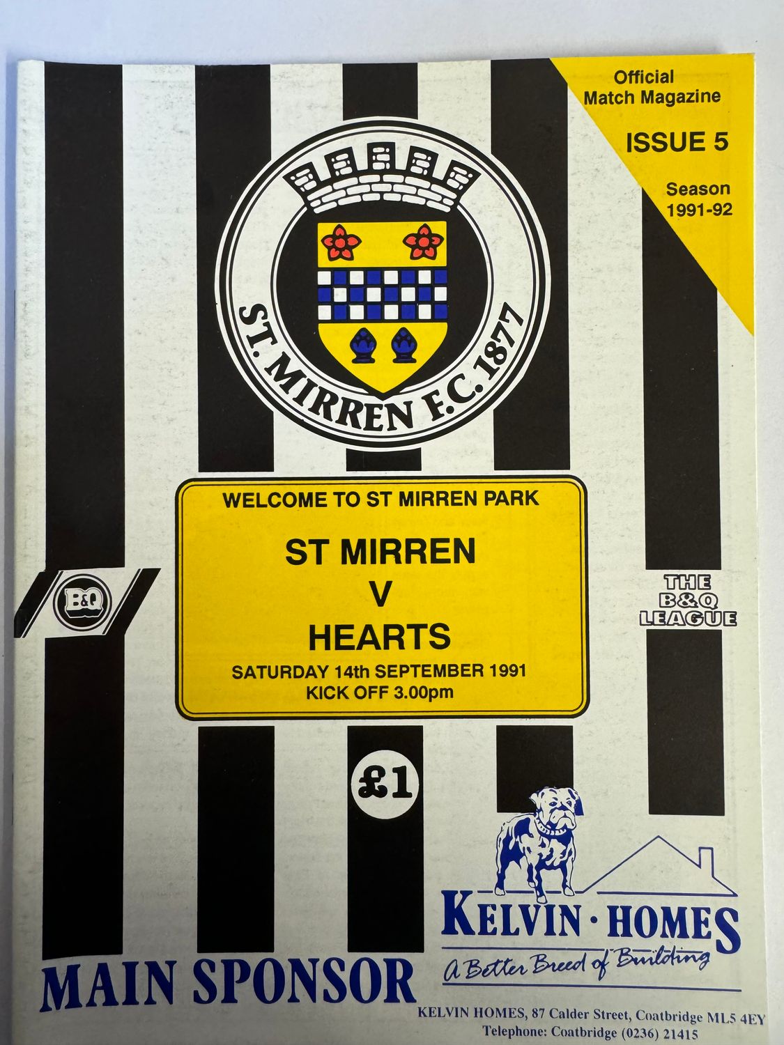 St Mirren v Hearts - 14/9/91