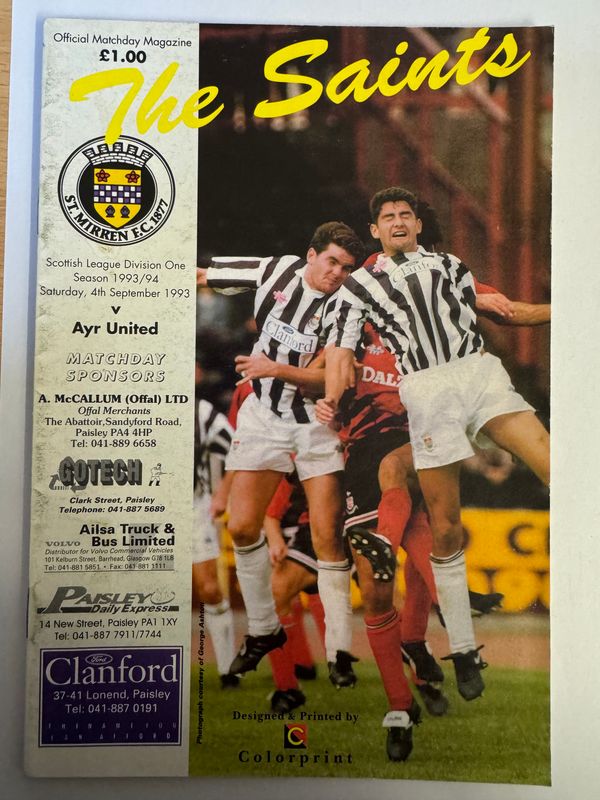 St Mirren v Ayr - 4/9/93