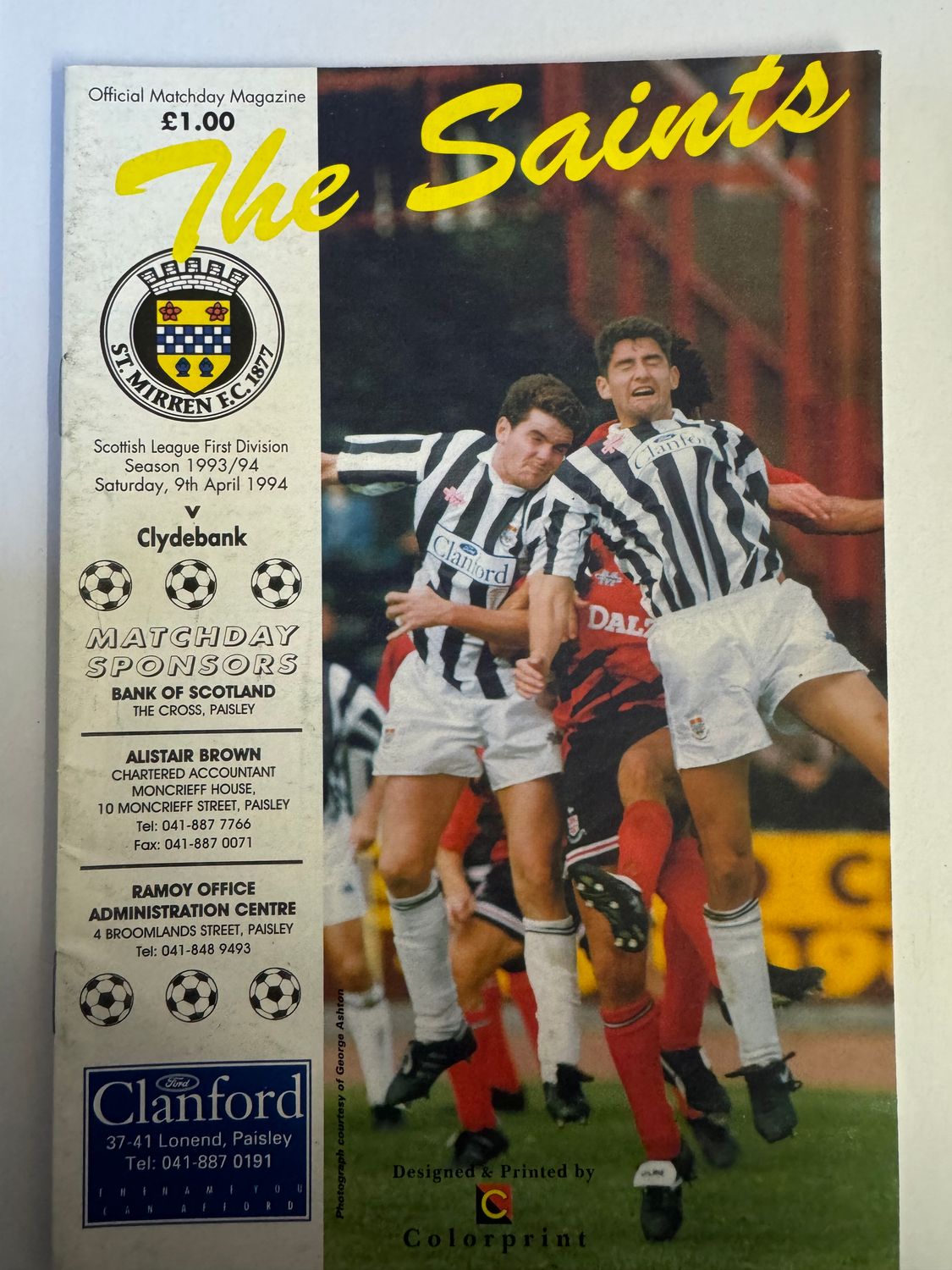 St Mirren v Clydebank - 9/4/94