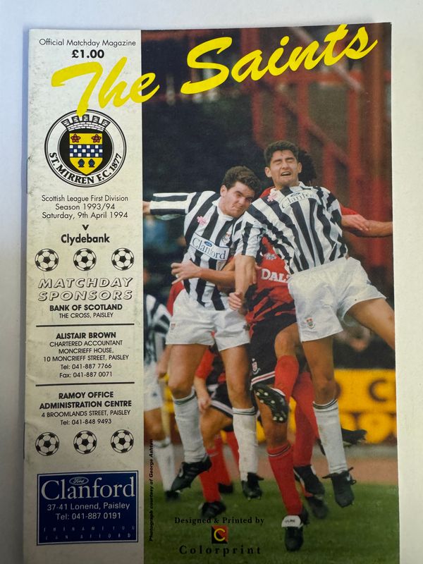 St Mirren v Clydebank - 9/4/94