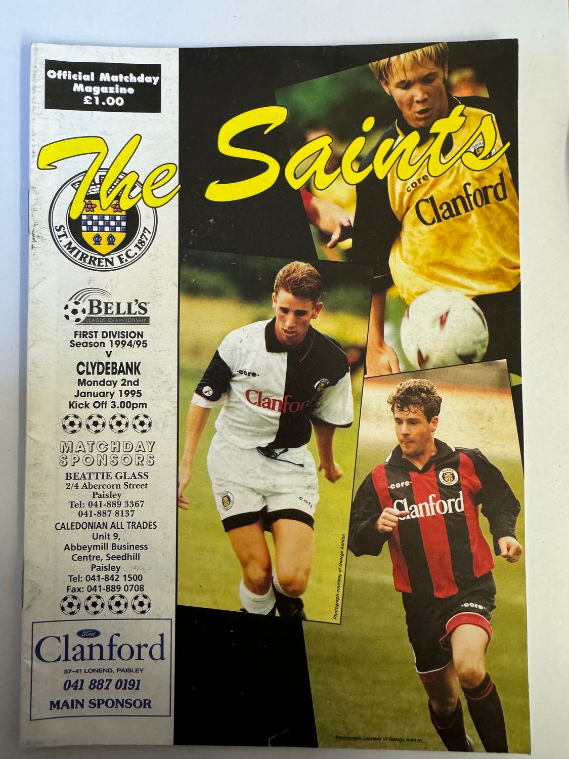 St Mirren v Clydebank - 2/1/95