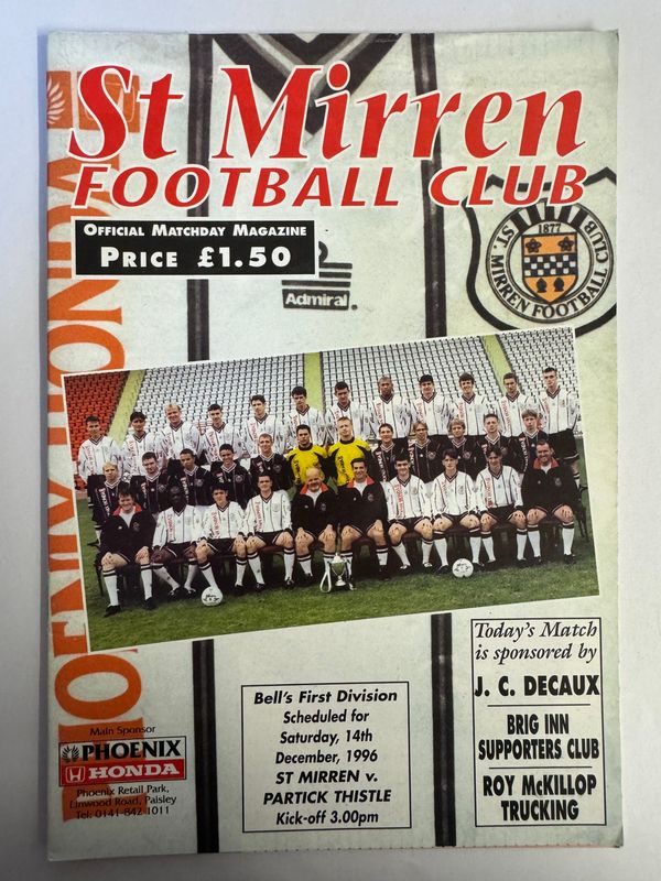 St Mirren v Partick - 14/12/96