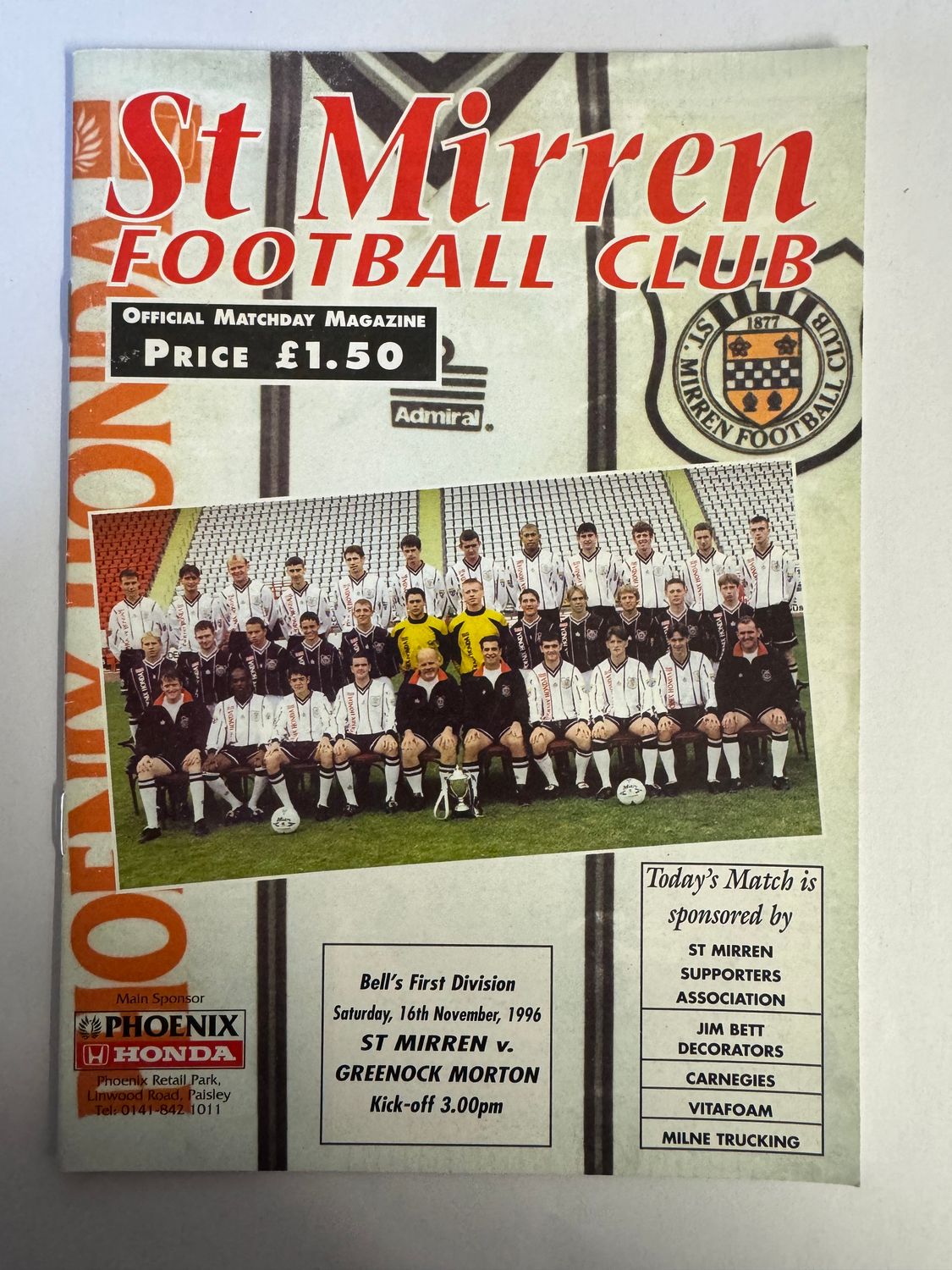 St Mirren v Morton - 16/11/96