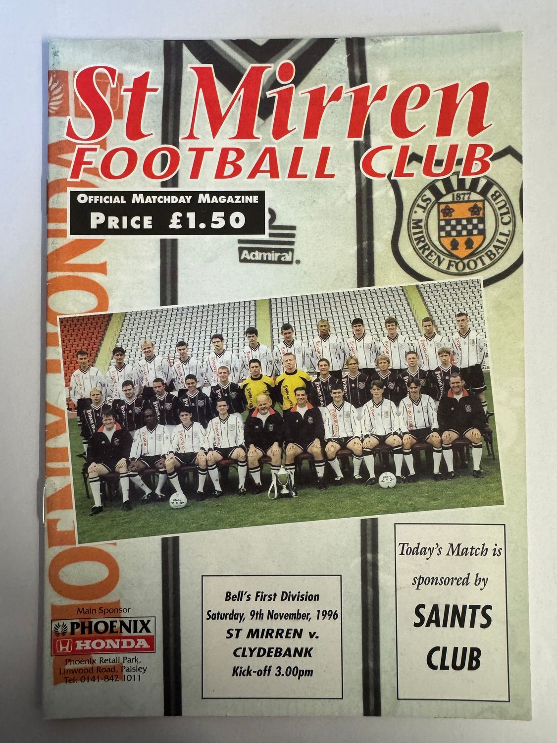 St Mirren v Clydebank - 9/11/96