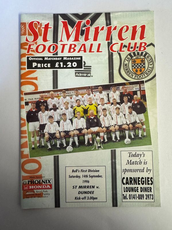St Mirren v Dundee - 14/9/96
