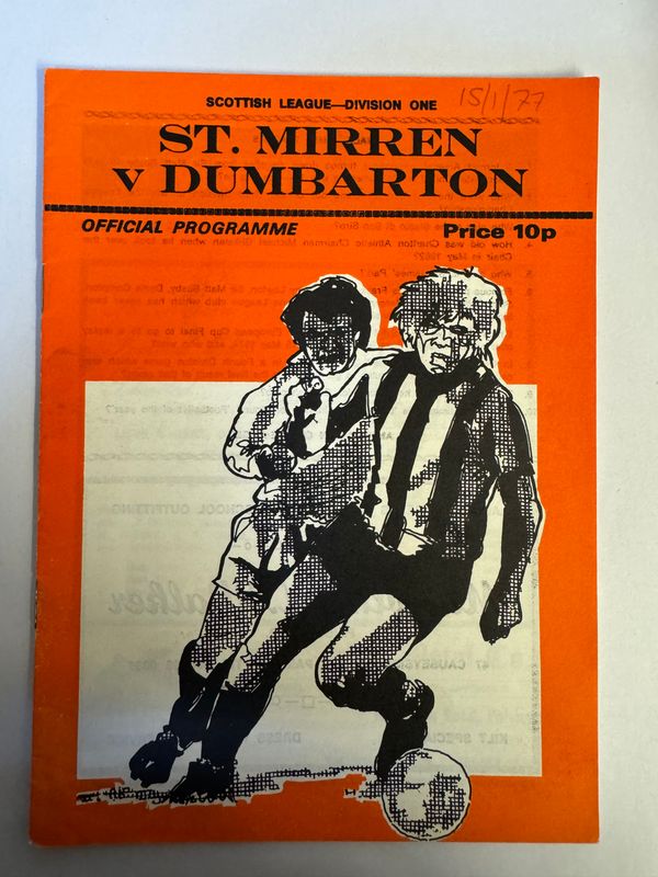 St Mirren v Dumbarton  - 15/1/77