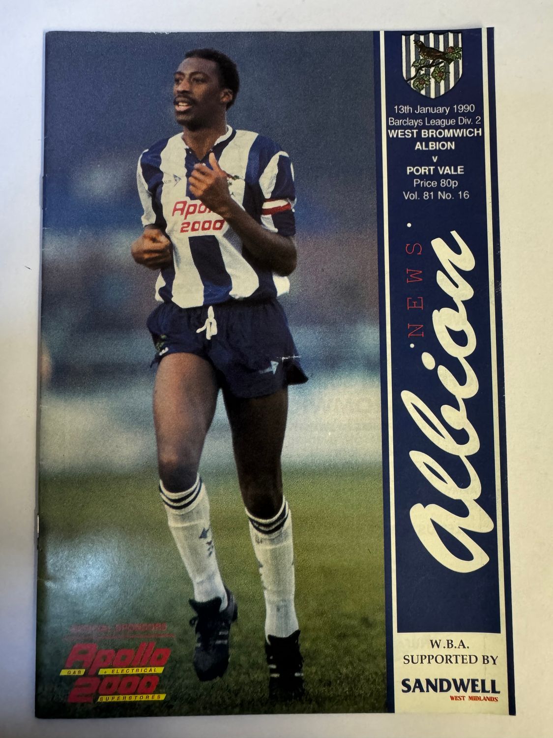 WBA v Port Vale 13/1/90