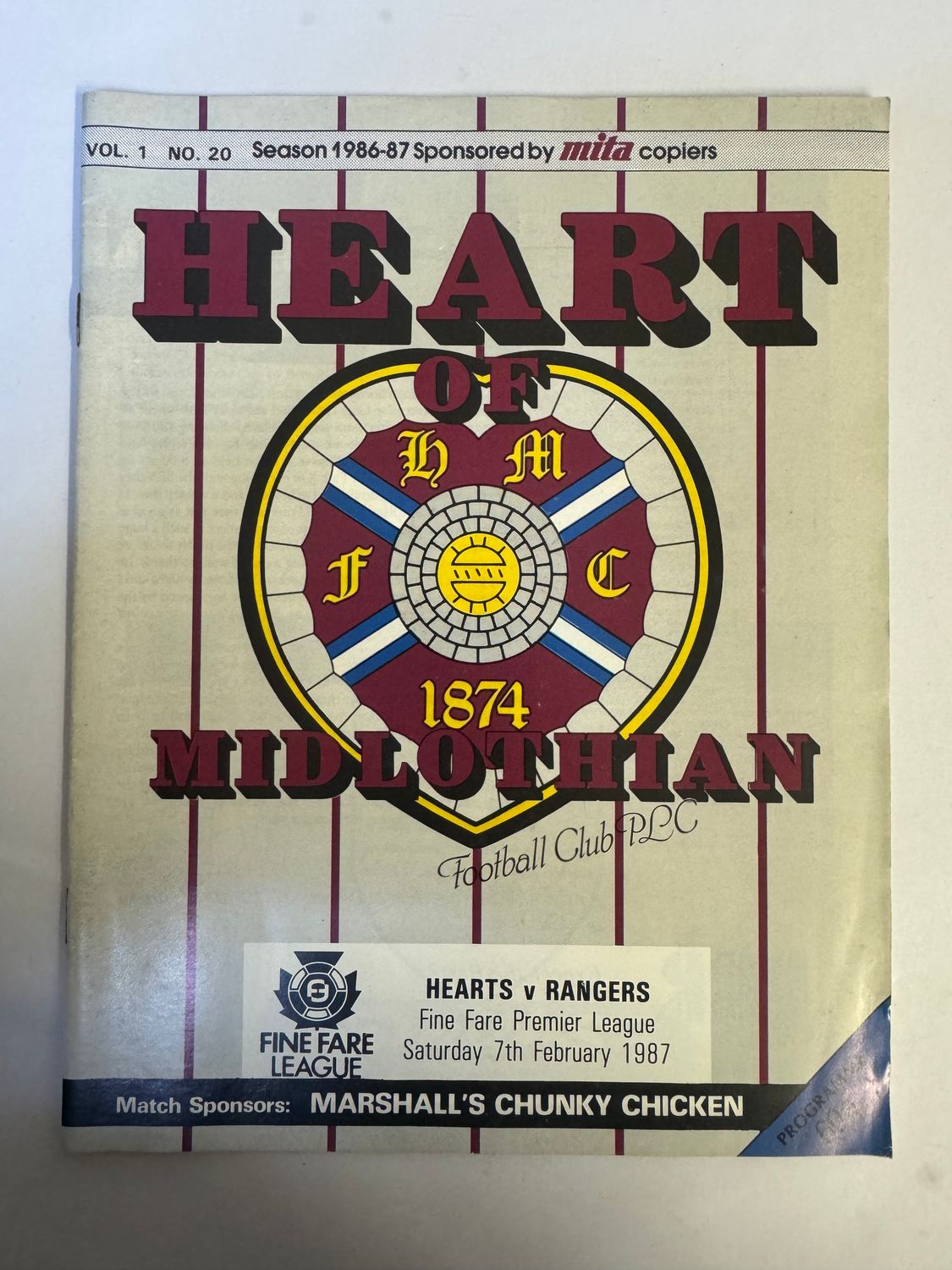 Hearts v Rangers - 7/2/87