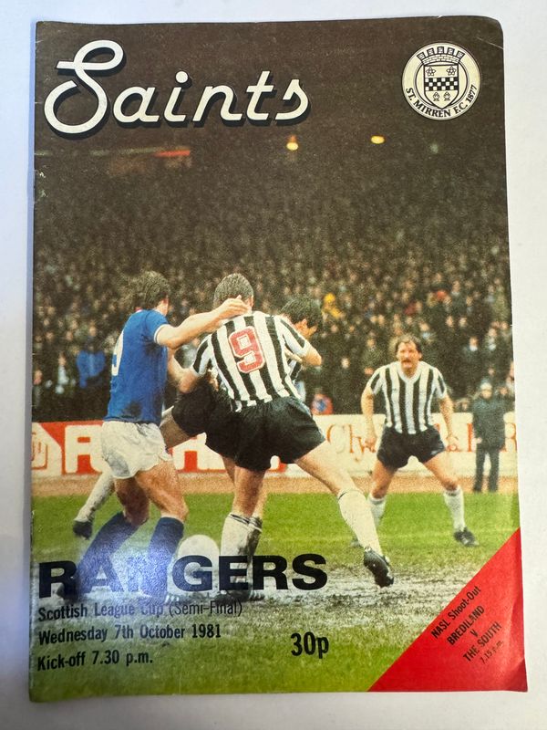 St Mirren v Rangers - 7/10/81