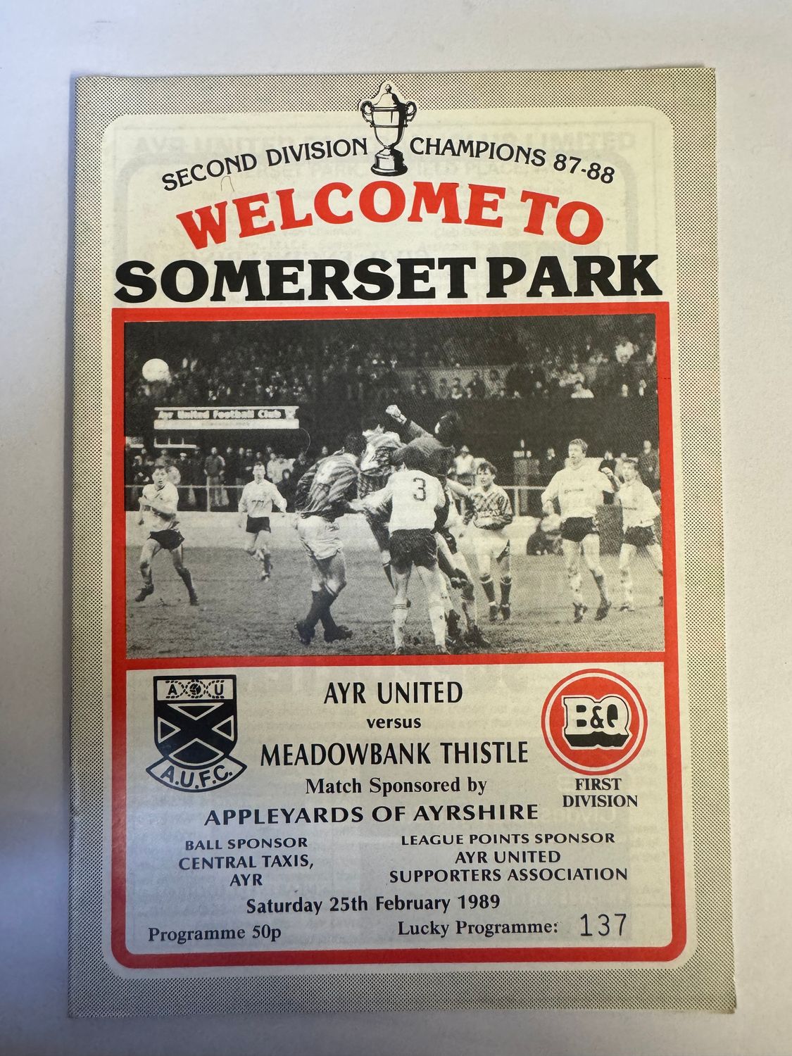Ayr United v Meadowbank - 25/2/89