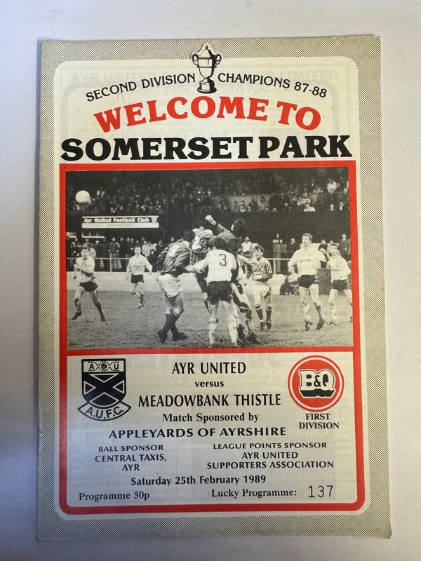 Ayr United v Meadowbank - 25/2/89