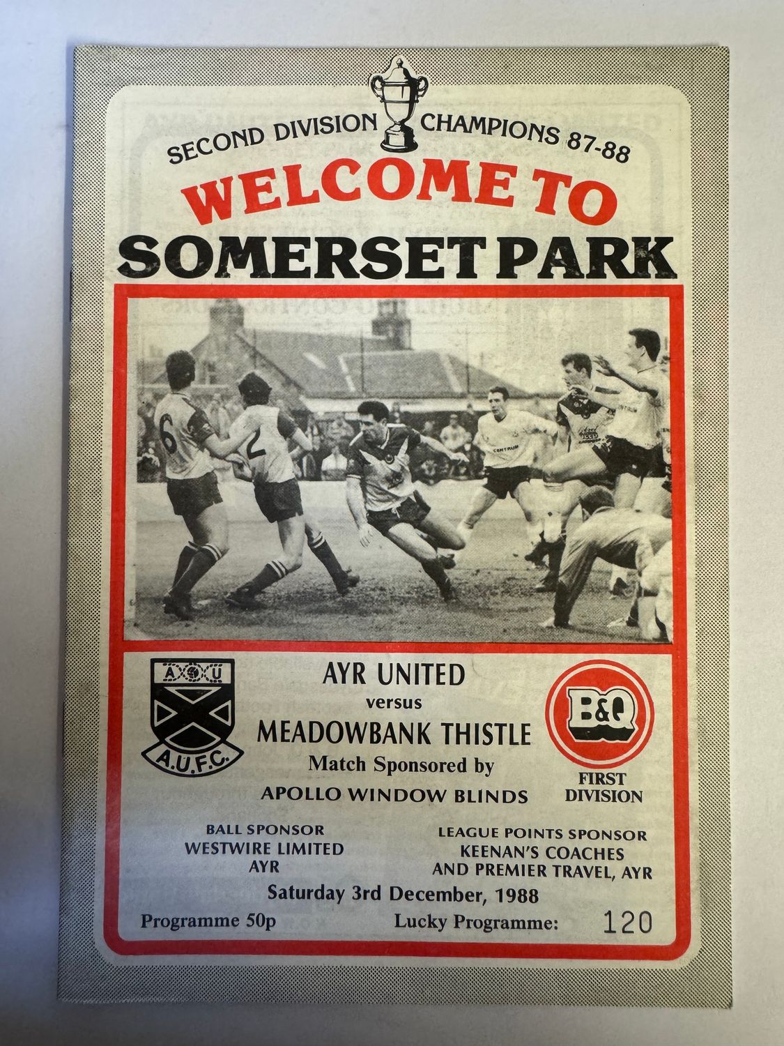 Ayr United v Meadowbank - 3/12/88