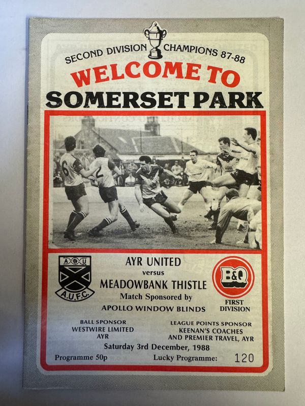 Ayr United v Meadowbank - 3/12/88